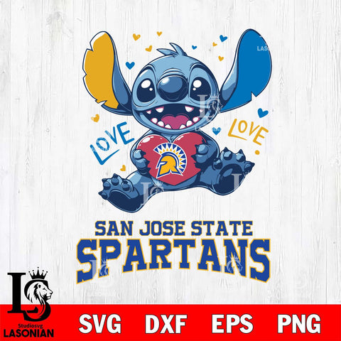 San José State Spartans Love Stitch, Svg Eps Dxf Png File, Digital Download