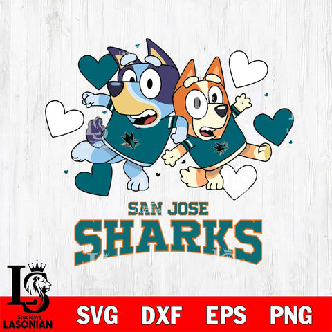 San Jose Sharks Bluey & Bingo 10 Svg Eps Dxf Png File, NHL svg, Digital Download, Instant Download