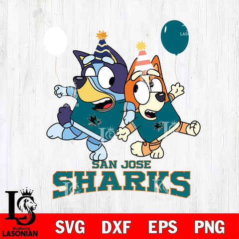 San Jose Sharks Bluey & Bingo 11 Svg Eps Dxf Png File, NHL svg, Digital Download, Instant Download