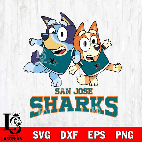 San Jose Sharks Bluey & Bingo 13 Svg Eps Dxf Png File, NHL svg, Digital Download, Instant Download