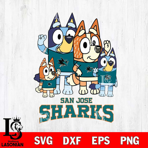 San Jose Sharks Bluey & Bingo 14 Svg Eps Dxf Png File, NHL svg, Digital Download, Instant Download