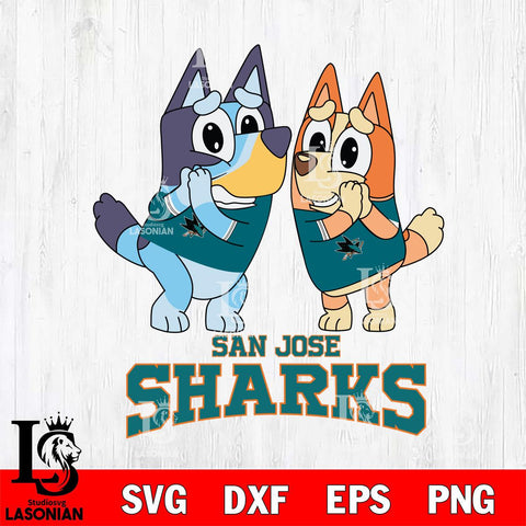 San Jose Sharks Bluey & Bingo 15 Svg Eps Dxf Png File, NHL svg, Digital Download, Instant Download