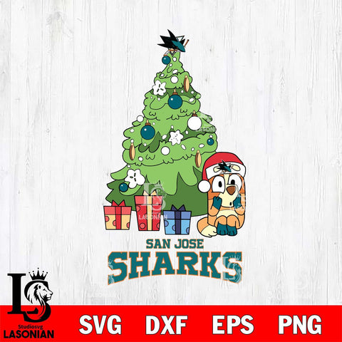 San Jose Sharks Bluey Chilli Christmas Tree Svg Eps Dxf Png File, Digital Download