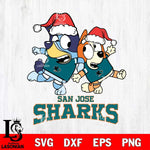 San Jose Sharks Bluey Christmas Holiday Svg Eps Dxf Png File, Digital Download