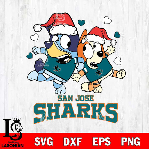 San Jose Sharks Bluey Christmas NFL Svg Eps Dxf Png File, Digital Download