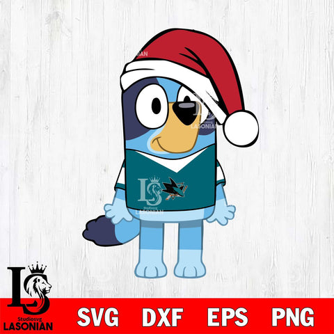 San Jose Sharks Bluey Dog Christmas Svg Eps Dxf Png File, Digital Download, Instant Download