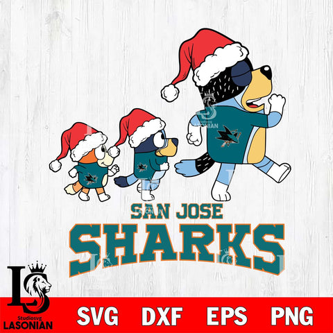 San Jose Sharks Bluey Family Christmas Svg Eps Dxf Png File, Digital Download