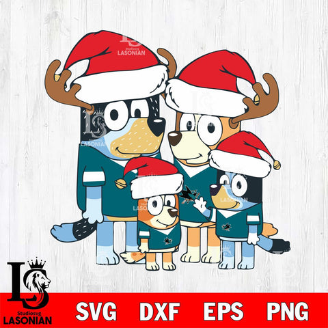 San Jose Sharks Bluey Santa Family Svg Eps Dxf Png File, Digital Download, Instant Download