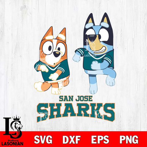 San Jose Sharks Bluey with Chilli Dance Svg Eps Dxf Png File, Digital Download, Instant Download