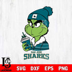 San Jose Sharks Boujee Grinch Christmas Cut Files, Cricut,Christmas Svg Dxf Eps Png file , Digital Download