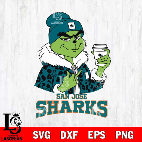 San Jose Sharks Boujee Grinch Leopard Christmas Cut Files, Cricut,Christmas Svg Dxf Eps Png file , Digital Download