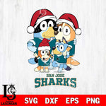 San Jose Sharks Christmas Bluey Family Sport Svg, Christmas Svg , NHL svg , Digital Download, dxf eps png pdf file