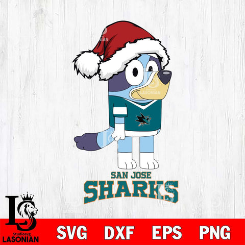 San Jose Sharks Christmas Bluey Hat Svg, Christmas Svg , NHL svg , Digital Download, dxf eps png pdf file