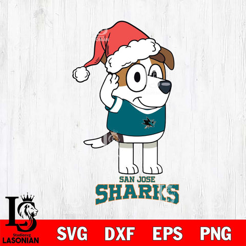 San Jose Sharks Christmas Bluey Jack Sport Svg, Christmas Svg , NHL svg , Digital Download, dxf eps png pdf file