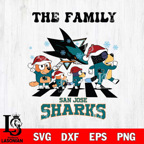 San Jose Sharks Family Bluey Christmas Svg Eps Dxf Png File, Digital Download