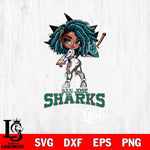 San Jose Sharks Fan Girl Svg Eps Dxf Png File, Digital Download, Instant Download