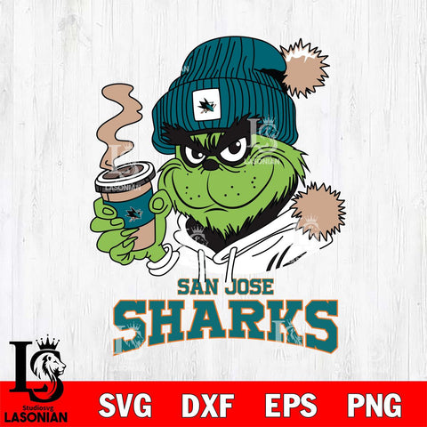 San Jose Sharks Grinch Cofffe Hoodie Cut Files, Cricut,Christmas Svg Dxf Eps Png file , Digital Download