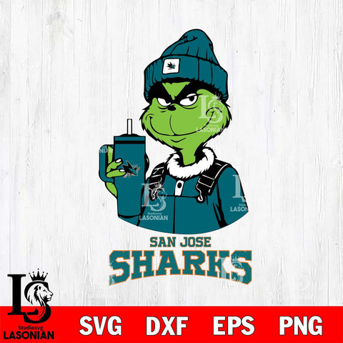 San Jose Sharks Grinch Football Christmas Cut Files, Cricut,Christmas Svg Dxf Eps Png file , Digital Download