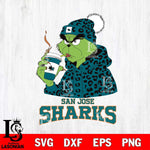 San Jose Sharks Grinch Leopard Christmas Cut Files, Cricut,Christmas Svg Dxf Eps Png file , Digital Download