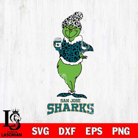 San Jose Sharks Grinch Leopard Coffee Svg Eps Dxf Png File, Digital Download, Instant Download