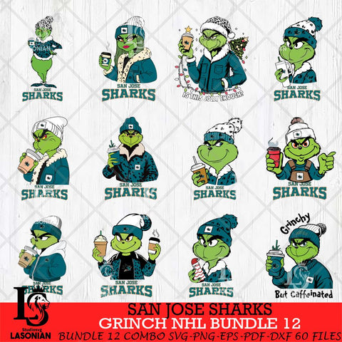 San Jose Sharks Grinch NHL Bundle 12 SVG Eps Dxf Png File, Digital Download, Instant Download