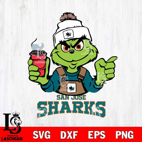 San Jose Sharks Grinch with coffee Svg Eps Dxf Png File, Digital Download, Instant Download