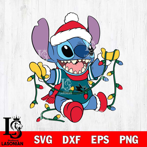 San Jose Sharks Stitch Christmas Lights Svg Eps Dxf Png File, Digital Download, Instant Download