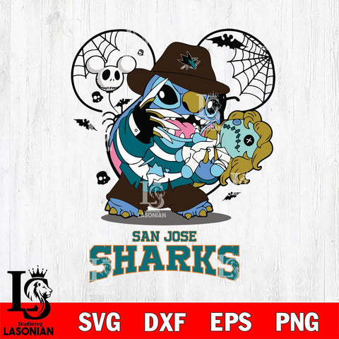 San Jose Sharks Stitch Freddy Krueger Halloween Svg Eps Dxf Png File, Digital Download, Instant Download