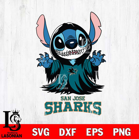 San Jose Sharks Stitch Ghost Svg Eps Dxf Png File, NHL svg, Digital Download, Instant Download