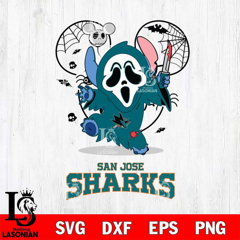 San Jose Sharks Stitch Ghost Face Halloween 2 Svg Eps Dxf Png File, Digital Download, Instant Download