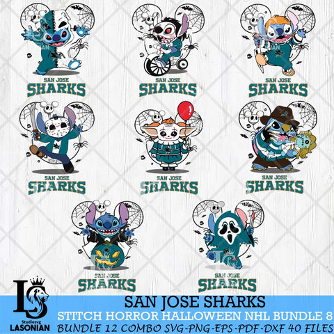 San Jose Sharks Stitch Halloween Bundle 8 SVG Svg Eps Dxf Png File, Digital Download, Instant Download