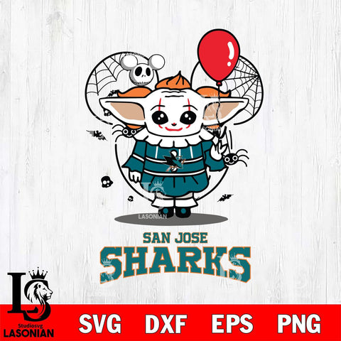 San Jose Sharks Stitch Pennywise Halloween Svg Eps Dxf Png File, Digital Download, Instant Download