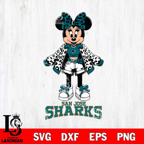 San Jose Sharks Style Minnie Disney Svg Eps Dxf Png File, Digital Download, Instant Download