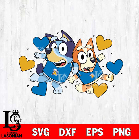 San José State Spartans Bluey heart Svg Eps Dxf Png File, Digital Download, Instant Download