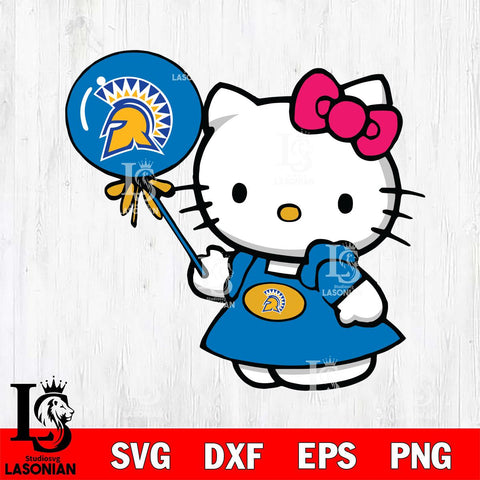 San José State Spartans Cute Hello Kitty 2 Svg Eps Dxf Png File, Digital Download, Instant Download