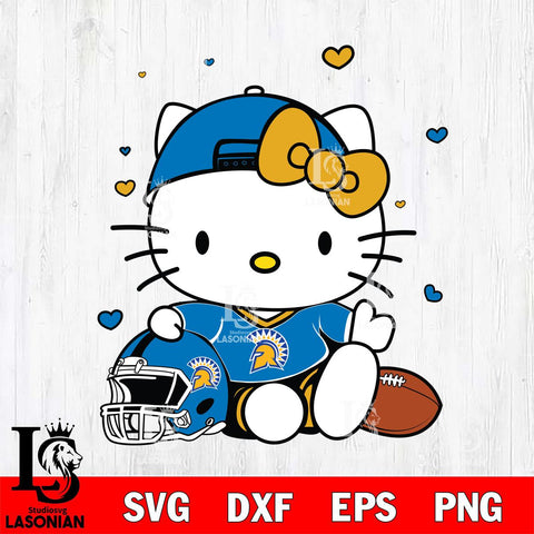 San José State Spartans Cute Hello Kitty Football Svg Eps Dxf Png File, NCAA svg, Digital Download, Instant Download