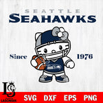 Seattle Seahawks Hello Kitty Since 1976 Svg Eps Dxf Png File, Digital Download, Instant Download