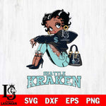 Seattle Kraken Betty Boop Black Fan Girl Svg Eps Dxf Png File, Digital Download, Instant Download