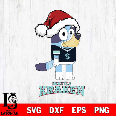 Seattle Kraken Christmas Bluey Hat Svg, Christmas Svg , NHL svg , Digital Download, dxf eps png pdf file