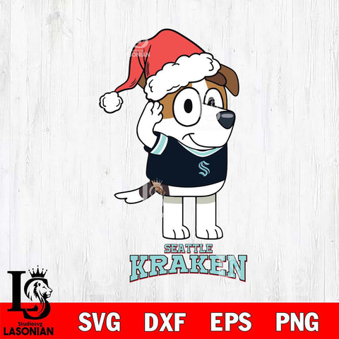 Seattle Kraken Christmas Bluey Jack Sport Svg, Christmas Svg , NHL svg , Digital Download, dxf eps png pdf file