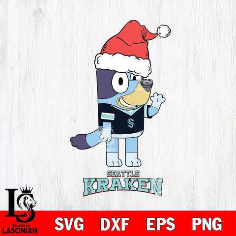 Seattle Kraken Christmas Bluey Say Hi Svg, Christmas Svg , NHL svg , Digital Download, dxf eps png pdf file