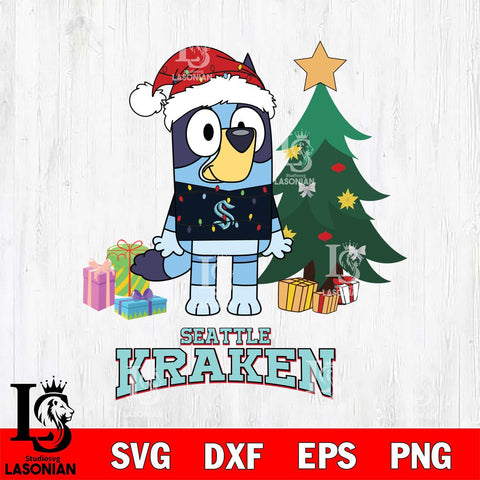 Seattle Kraken Christmas Bluey Tree Sport Svg, Christmas Svg , NHL svg , Digital Download, dxf eps png pdf file