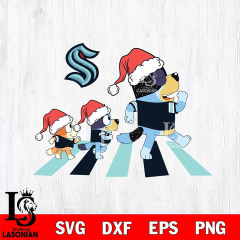 Seattle Kraken Family Bluey Walking Christmas Svg Eps Dxf Png File, Digital Download, Instant Download