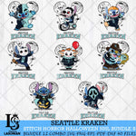 Seattle Kraken Stitch Halloween Bundle 8 SVG Svg Eps Dxf Png File, Digital Download, Instant Download