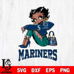 Seattle Mariners Betty Boop Black Fan Girl Svg Eps Dxf Png File, Digital Download, Instant Download