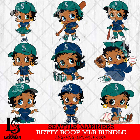 Seattle Mariners  Betty Boop MLB Bundle 9 SVG Eps Dxf Png File, Bundle MLB svg, Digital Download, Instant Download