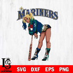 Seattle Mariners Black Fan Girl Harley Quinn MLB Svg Eps Dxf Png File, Digital Download, Instant Download