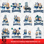 Seattle Mariners Bluey & Bingo MLB Bundle 12 SVG Eps Dxf Png File, Bundle MLB svg, Digital Download, Instant Download