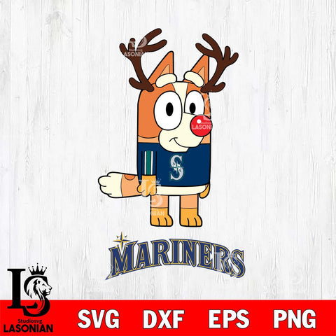 Seattle Mariners Bluey Chilli Christmas Deer Svg Eps Dxf Png File, Digital Download