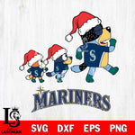 Seattle Mariners Bluey Family Christmas Svg Eps Dxf Png File, Digital Download